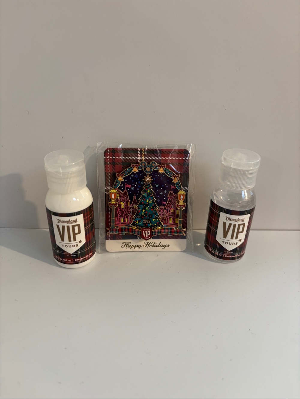 Disneyland VIP Tours Holiday Pin with Sanitizer & Lotion Set